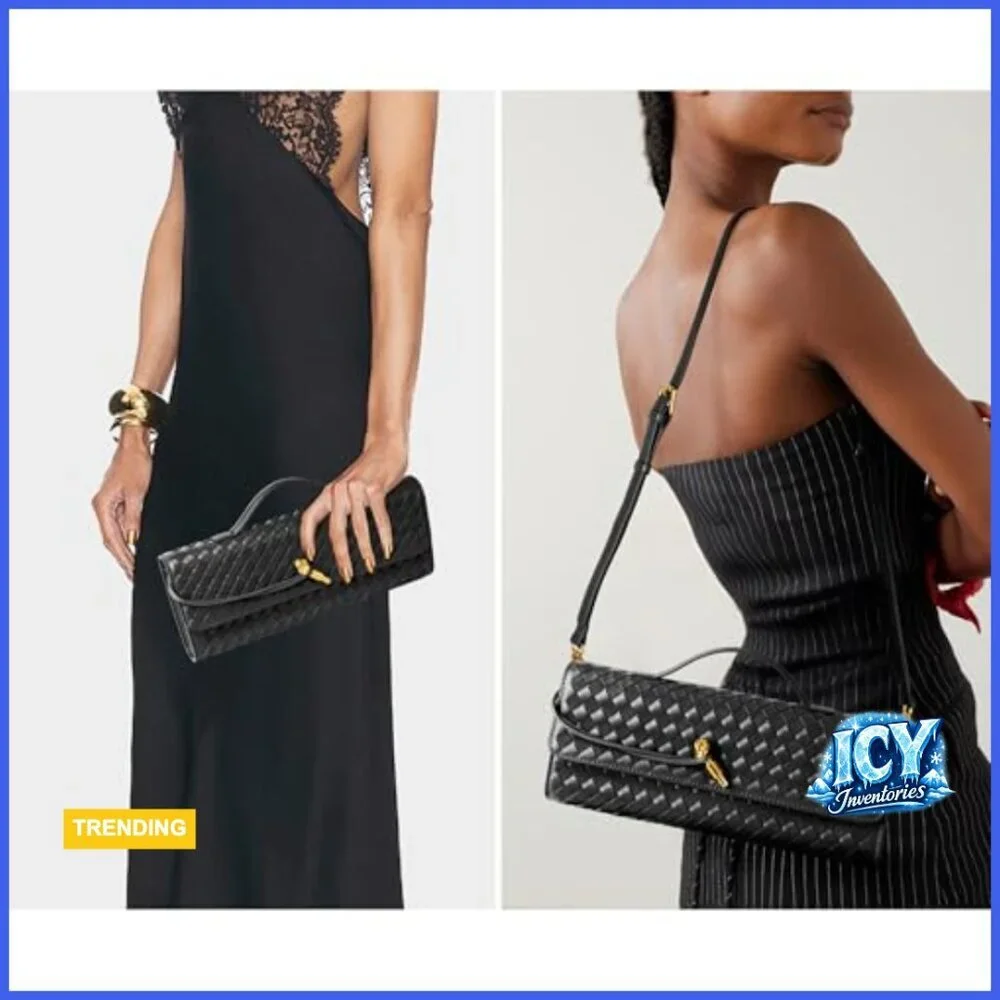 Woven Vegan Leather & Suede Evening Clutch Crossbody Bag
